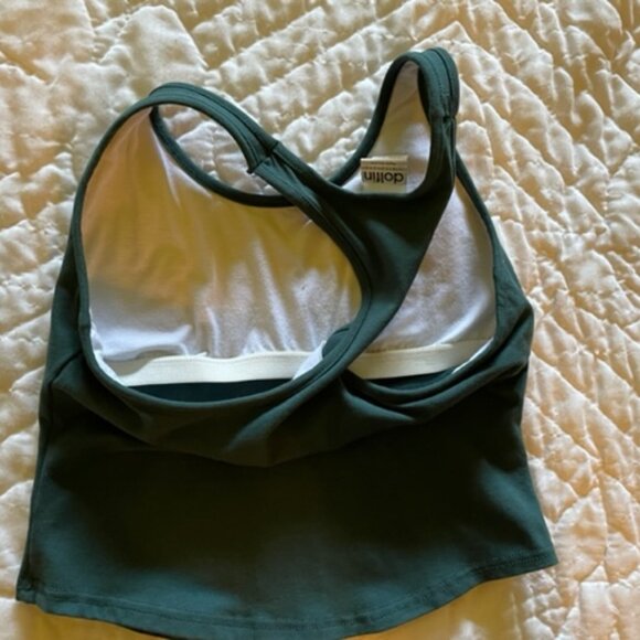 Dolfin green racer-back top w/built in bra, L, circa 90s, never worn - Picture 4 of 4